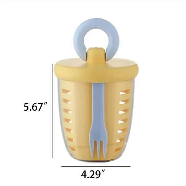 Portable Salad Cup with Built in Fork and Strainer Lid