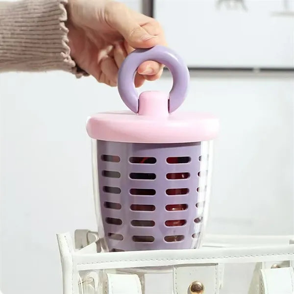Portable Salad Cup with Built in Fork and Strainer Lid