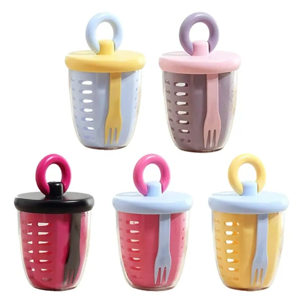 Portable Salad Cup with Built in Fork and Strainer Lid