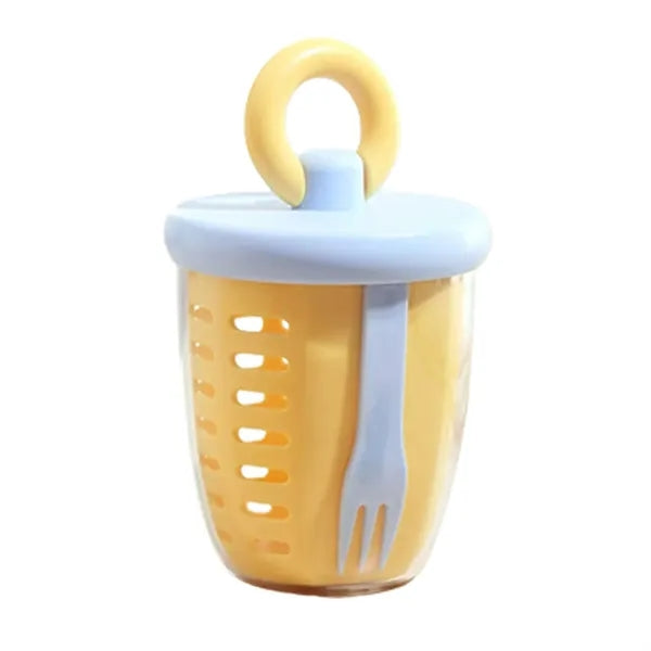 Portable Salad Cup with Built in Fork and Strainer Lid