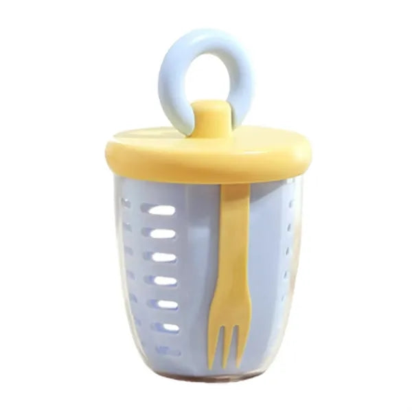Portable Salad Cup with Built in Fork and Strainer Lid