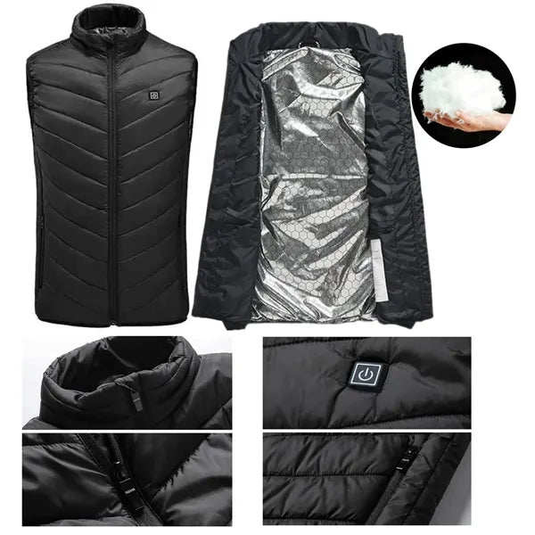 9-zone heated vest: USB powered,washable, safety.