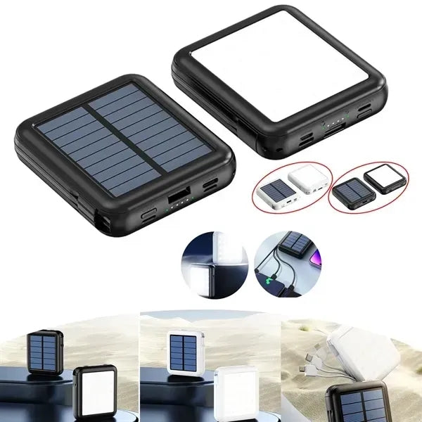 10000mAh Solar Power Bank with Built in 4 Cables