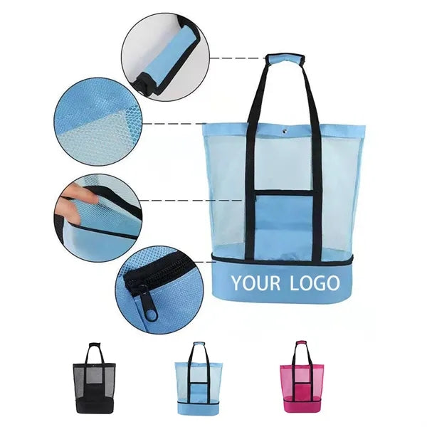 Beach Bag with Cooler Mesh for Women Waterproof