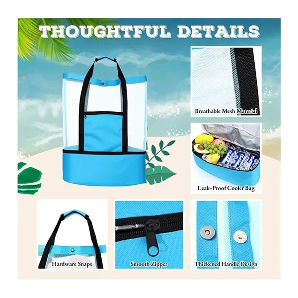 Beach Bag with Cooler Mesh for Women Waterproof