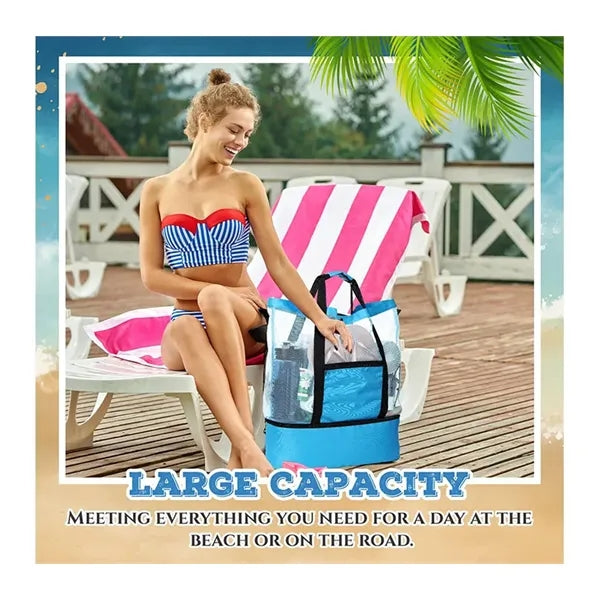 Beach Bag with Cooler Mesh for Women Waterproof