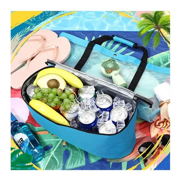 Beach Bag with Cooler Mesh for Women Waterproof