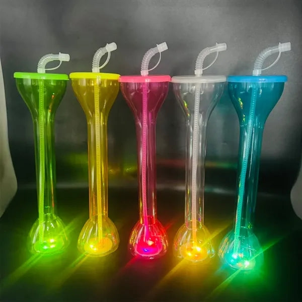 LED Flashing Yard Glass with Straw