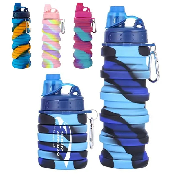 16OZ Leakproof Portable Collapsible Silicone Water Bottles