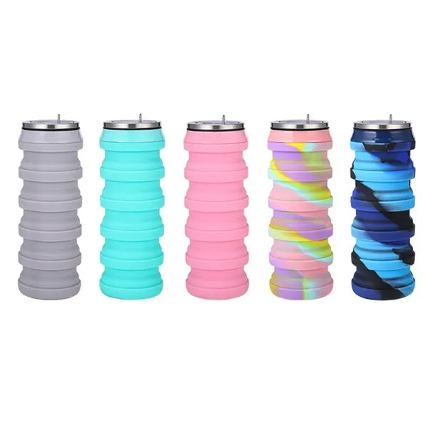 16OZ Leakproof Portable Collapsible Silicone Water Bottles