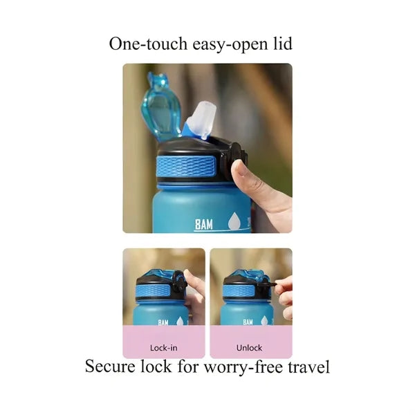 Fitness Sports Water Bottle With Strap And Straw