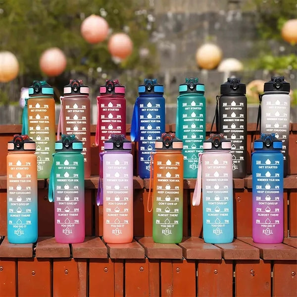 Fitness Sports Water Bottle With Strap And Straw