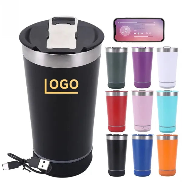 16oz Insulated Water Bottle with Speaker & Opener