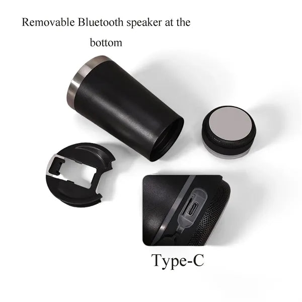 16oz Insulated Water Bottle with Speaker & Opener