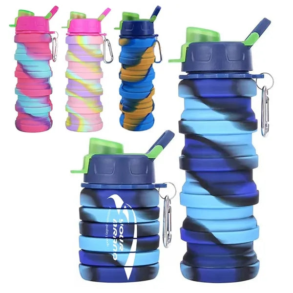 16OZ Leakproof Portable Collapsible Silicone Water Bottles