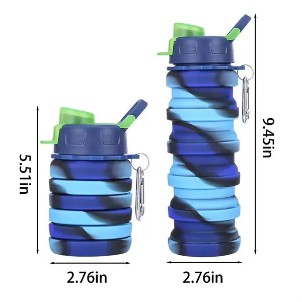 16OZ Leakproof Portable Collapsible Silicone Water Bottles