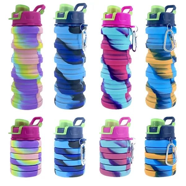 16OZ Leakproof Portable Collapsible Silicone Water Bottles