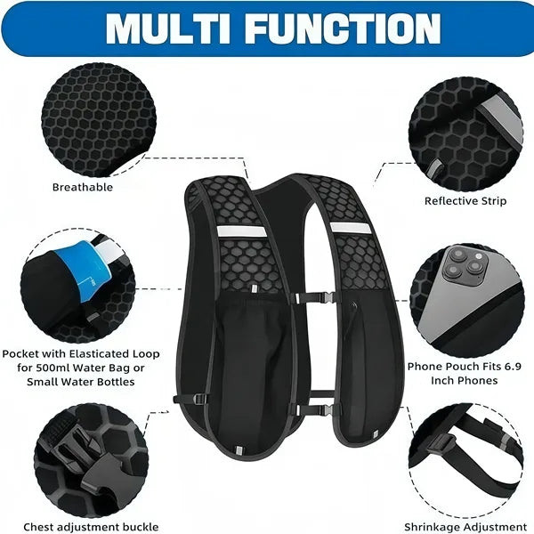 Running Hydration Vest backpack with 2L Water Bladder