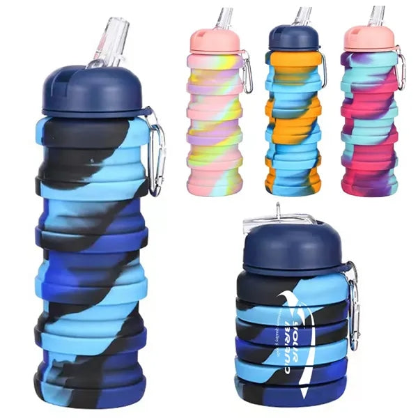 16OZ Leakproof Portable Collapsible Silicone Water Bottles