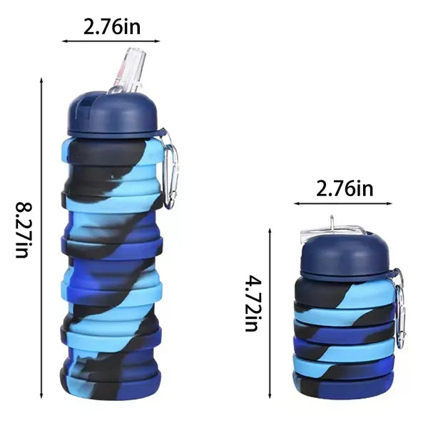 16OZ Leakproof Portable Collapsible Silicone Water Bottles