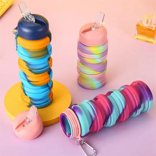 16OZ Leakproof Portable Collapsible Silicone Water Bottles