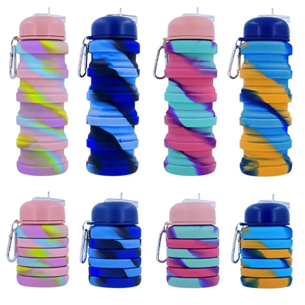 16OZ Leakproof Portable Collapsible Silicone Water Bottles
