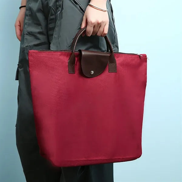 Oxford Cloth Foldable Grocery Tote with Zipper