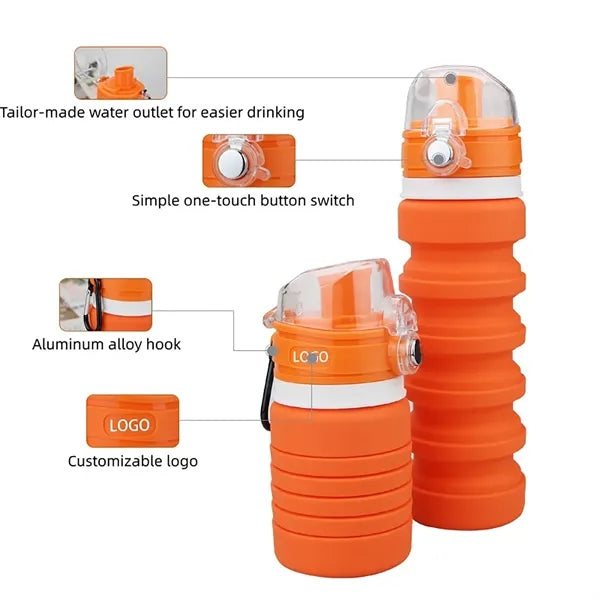 18oz Silicone Foldable Water Bottles