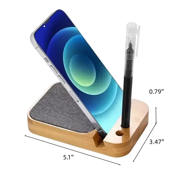 All in One 15W Bamboo Wireless Charging Station