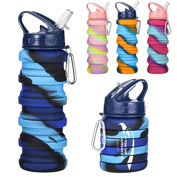 16OZ Leakproof Portable Collapsible Silicone Water Bottles