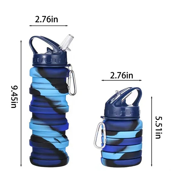 16OZ Leakproof Portable Collapsible Silicone Water Bottles