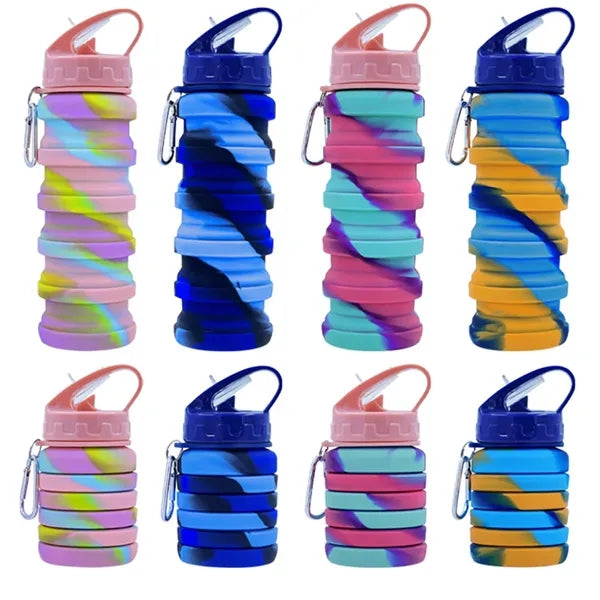 16OZ Leakproof Portable Collapsible Silicone Water Bottles