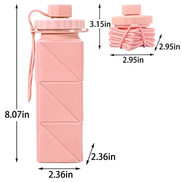 20OZ Portable Silicone Collapsible Leakproof Water Bottles