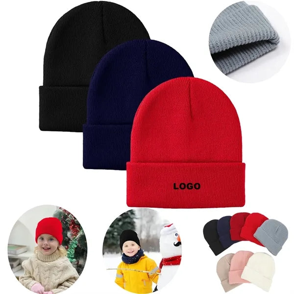 Kids Winter Warm Cuffed Caps Knit Beanie Hat