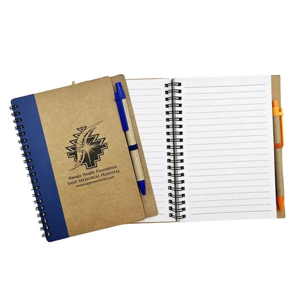 Kraft Paper Spiral Journal Coil Notebook with Pen