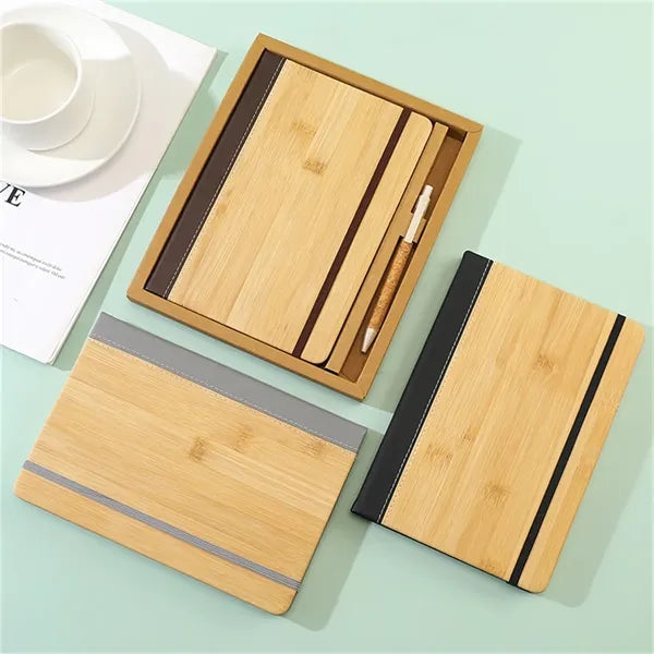 Bamboo Cover A5 Notebook Gift Set