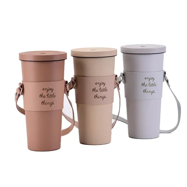 Portable Leather Cup Holder Carrying Handle