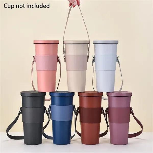 Portable Leather Cup Holder Carrying Handle