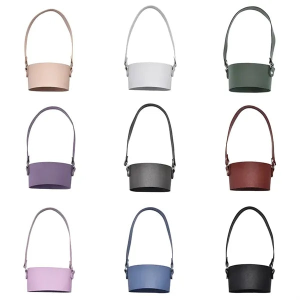 Portable Leather Cup Holder Carrying Handle