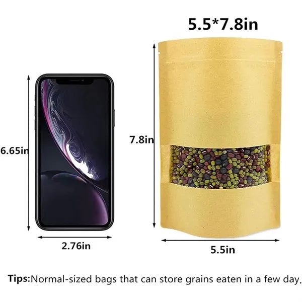 Kraft Bags with Window 5.5*7.8in