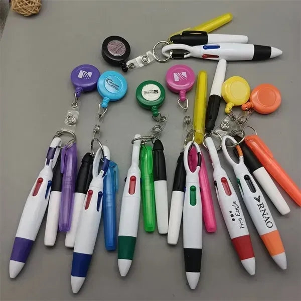 Nurse Retractable Badge Holder Highlighter Shuttle Pen Set