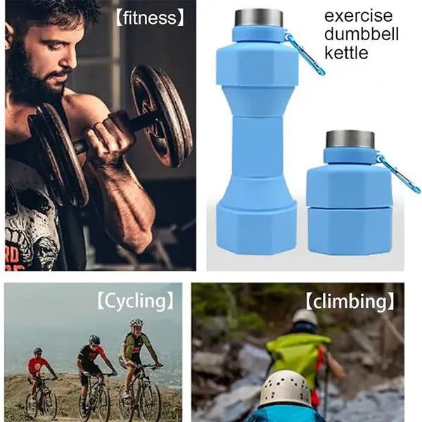 22oz Portable Fitness Dumbbell Folding Water Bottle