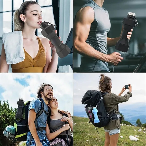 22oz Portable Fitness Dumbbell Folding Water Bottle