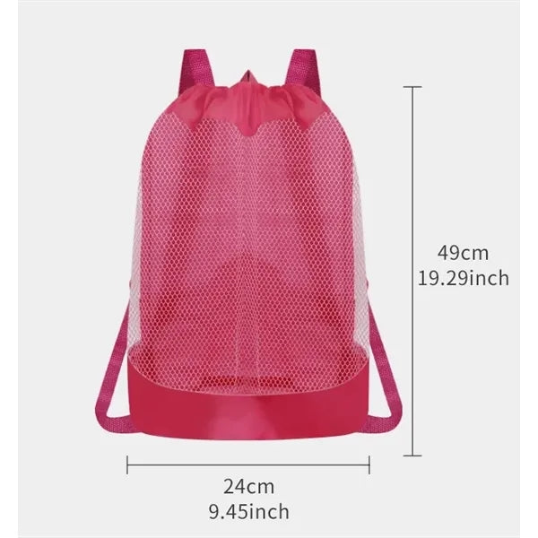 Large Mesh Beach Tote - Sand Away Drawstring Bag for Outdoor