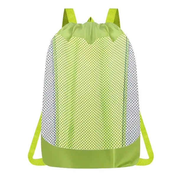Large Mesh Beach Tote - Sand Away Drawstring Bag for Outdoor