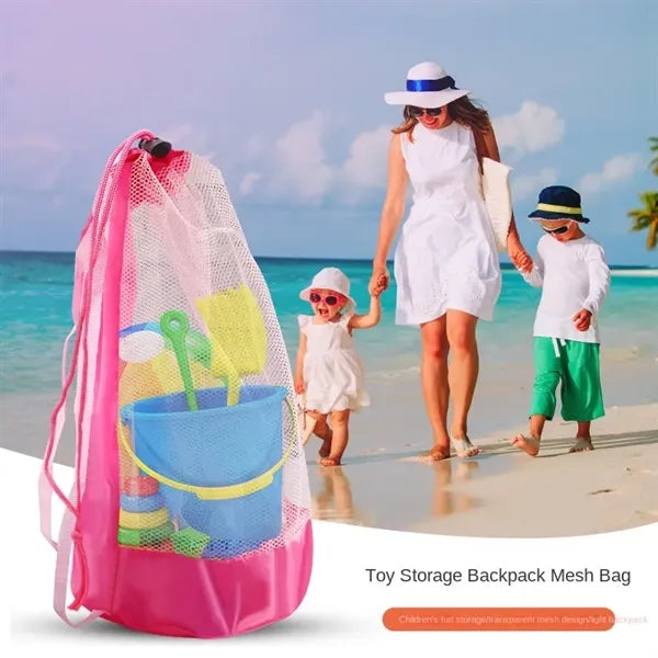 Large Mesh Beach Tote - Sand Away Drawstring Bag for Outdoor