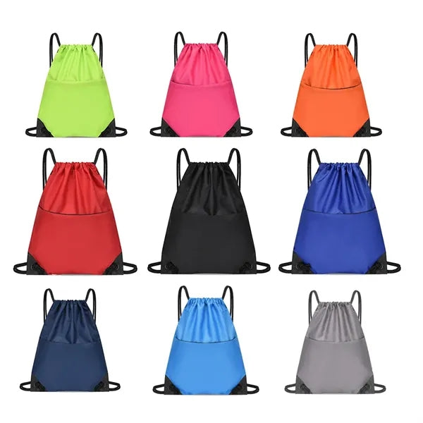 Sports Drawstring Bag with Zipper Pocket