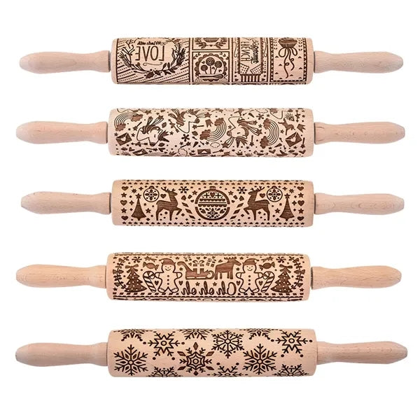 Engraved Embossing Wooden Rolling Pin