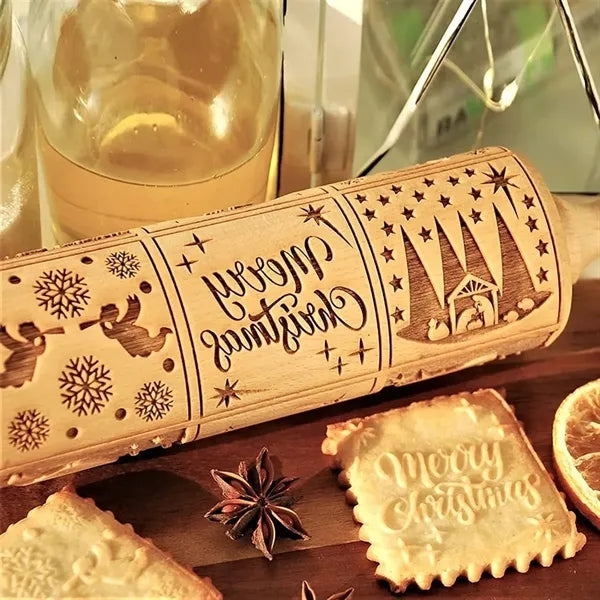Engraved Embossing Wooden Rolling Pin