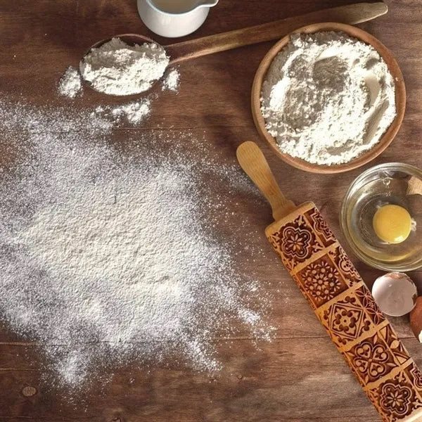 Engraved Embossing Wooden Rolling Pin